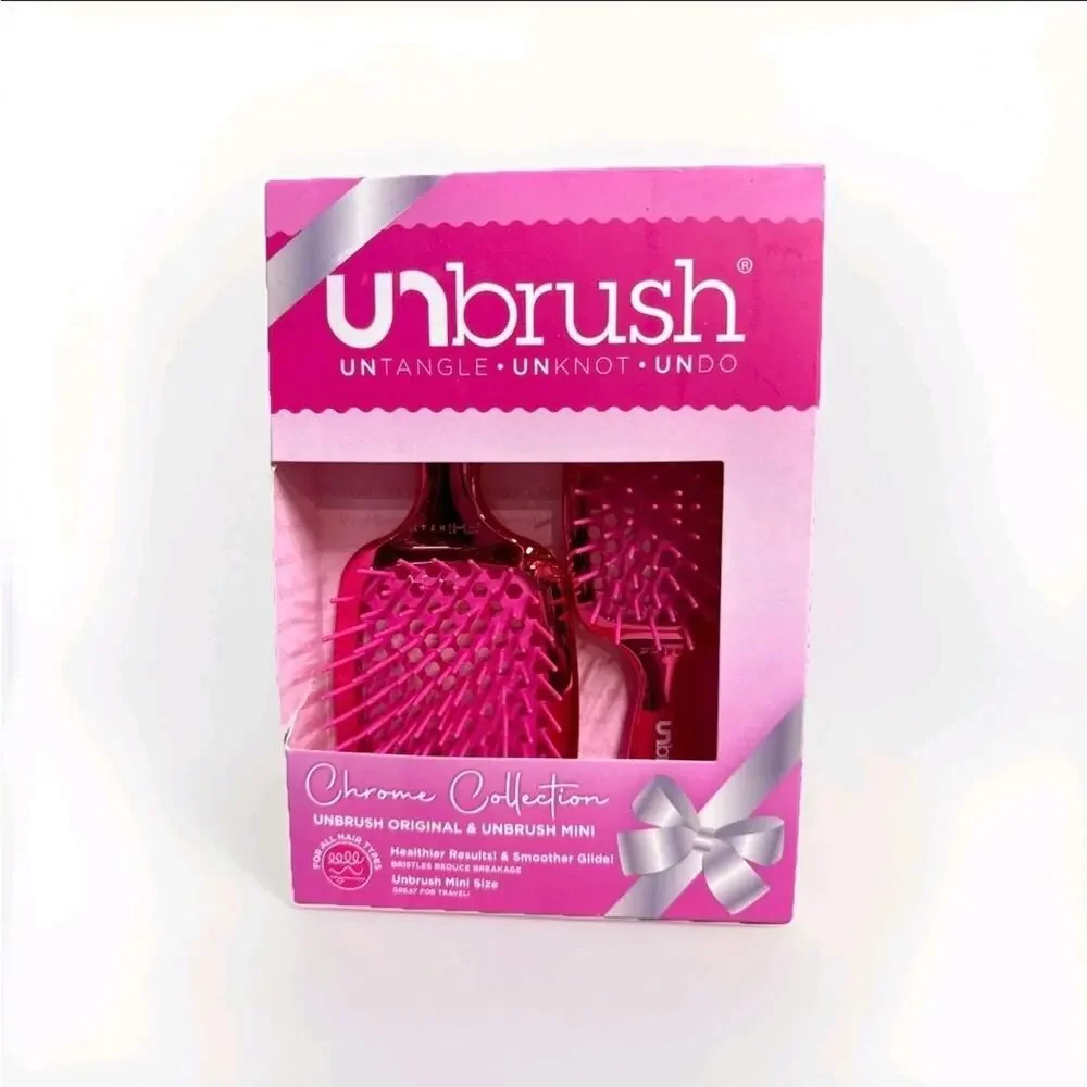 FHI Heat Unbrush Original And Unbrush Mini Pink Chrome Collection NWT S33